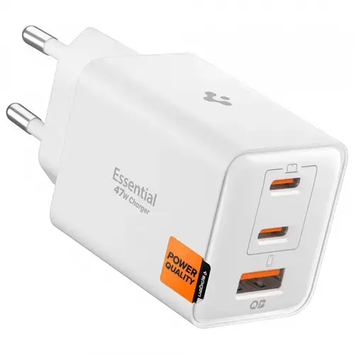 Incarcator Retea Spigen EE473EU Essential, 47W, 3A, 1 x USB-A - 2 x USB-C, ACH09464 (Alb)