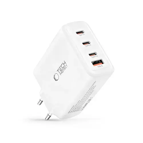 Incarcator retea Tech-Protect NC140W-GAN, 3x USB-C, 1x USB-A, Power Delivery 140W, Alb