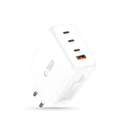 Incarcator retea Tech-Protect NC200W-GAN, 3x USB-C, 1x USB-A, Power Delivery 200W, Alb