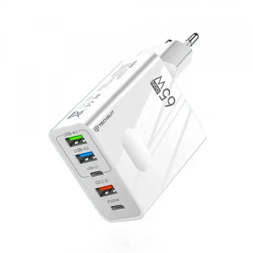 Incarcator Retea Techsuit CHC1 PentaXPower, 25W, 3A, 3 x USB-A - 2 x USB-C (Alb)
