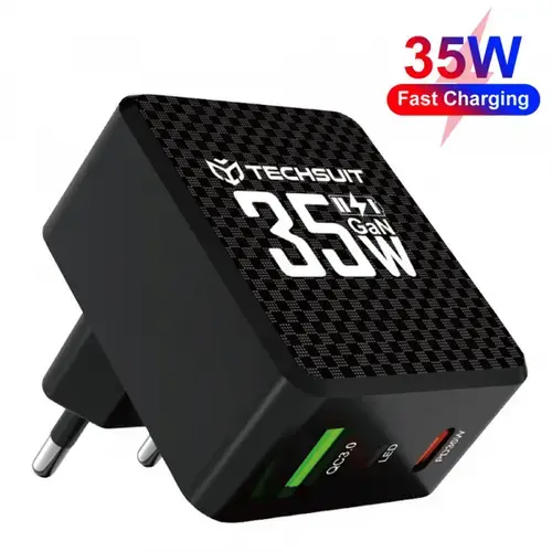 Incarcator Retea Techsuit CHPD173 Tiny, 35W, 3A, 1 x USB-A - 1 x USB-C (Negru)