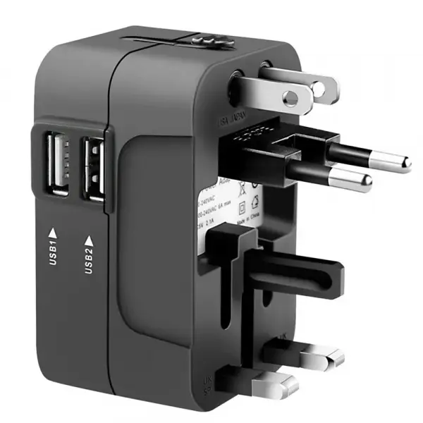 Incarcator Retea Techsuit HHT202 Travel, 10W, 2A, 2 x USB-A, Negru