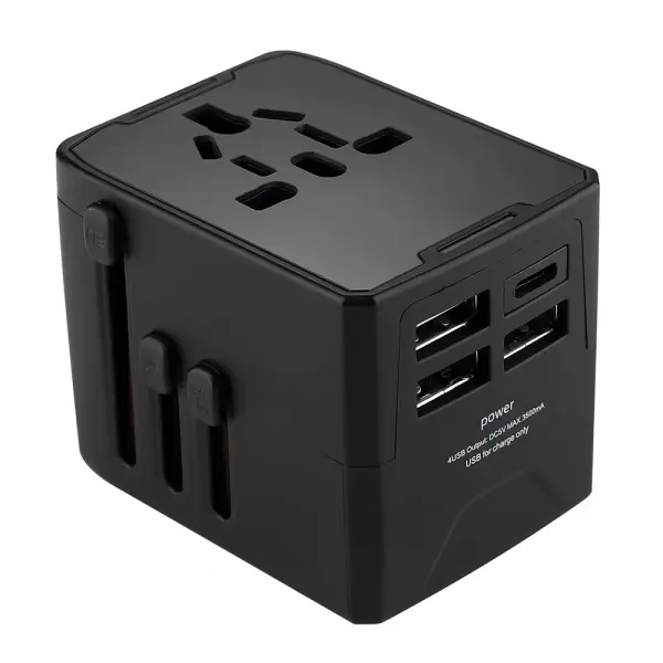 Incarcator Retea Techsuit HHT520 Travel, 15W, 3A, 3 x USB-A - 1 x USB-C, Negru