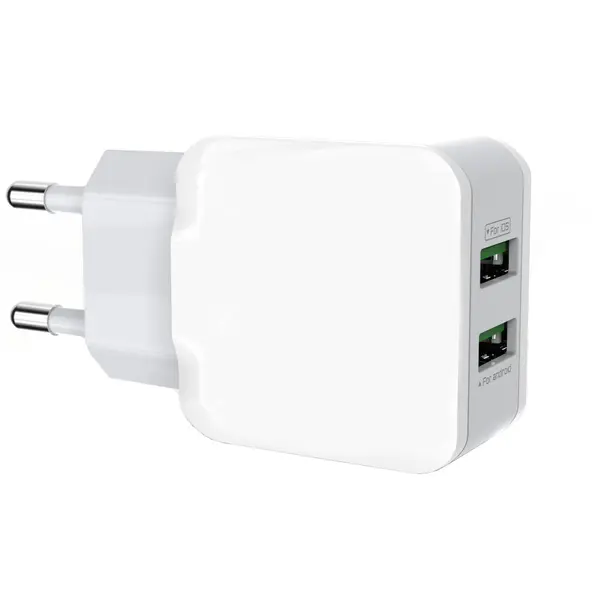 Incarcator retea telefon/tableta/boxa Vision Touch, 12W, 2xUSB A, alb, VT-PC2202