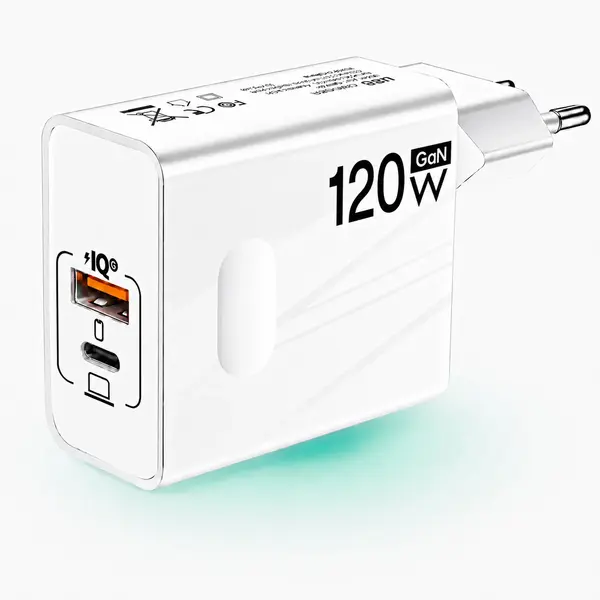 Incarcator Retea Timebox, 2 Porturi, 120W, 1 x Type-C, 1 x USB , C 3, Alb - Default Title