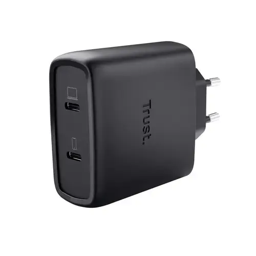 Incarcator retea Trust Maxo GaN, 65W, 2x USB-C, Negru