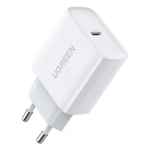 Incarcator Retea UGREEN CD137, 18W, 3A, 1 x USB-C, Alb