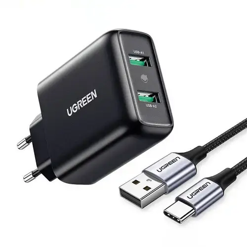 Incarcator retea Ugreen CD161, 18 W/USB, 2x USB-A, QC3.0 (Negru)