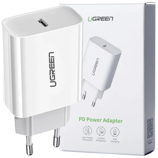 Incarcator retea Ugreen USB Power Delivery 3.0 Quick Charge 4.0+ 20W 3A, Alb (6957303804610)