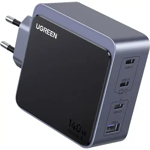 Incarcator retea UGREEN X570-45575, 140W, 3x USB-C, 1x USB-A, GaN Fast Charging (Negru/Gri)