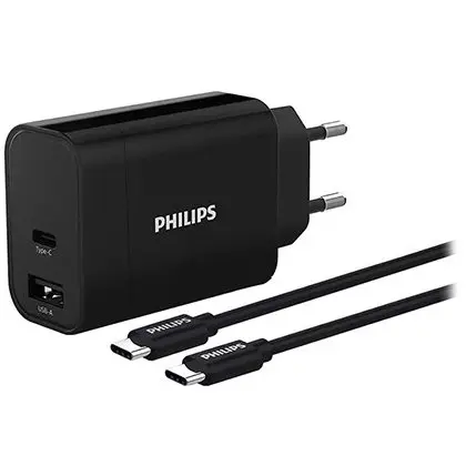 Incarcator retea USB A si TIP C rapid 30w PHILIPS PH-DLP2621C/1, cablu 1m