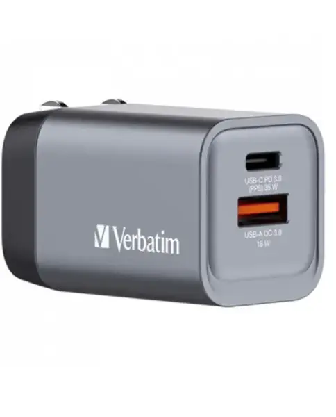 Incarcator retea Verbatim GNC-35, 35 W, EU/UK/US, USB-A, USB Type-C (Negru/Gri)