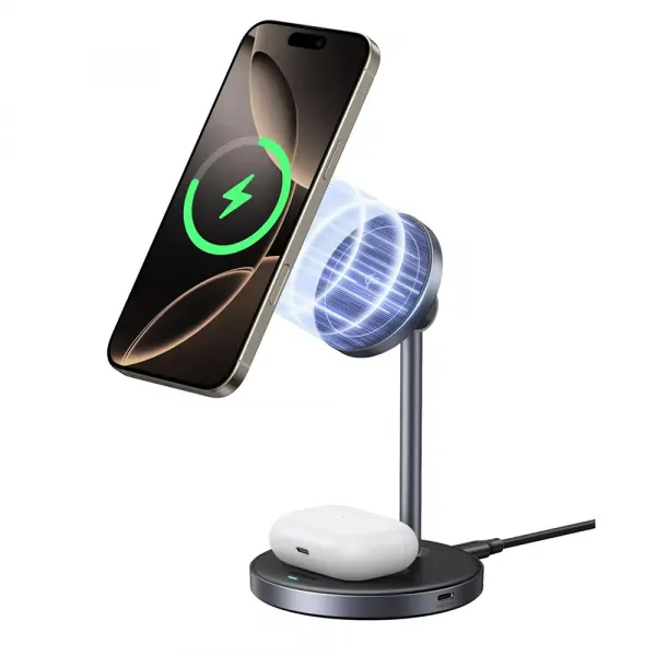 Incarcator Retea Wireless UGREEN W710 3in1, 20W, 1.67A, 1 x USB-C, Negru