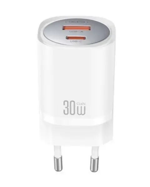 Incarcator Retea XO Design CE21, 30W, 3A, 1 x USB-A - 1 x USB-C, Alb