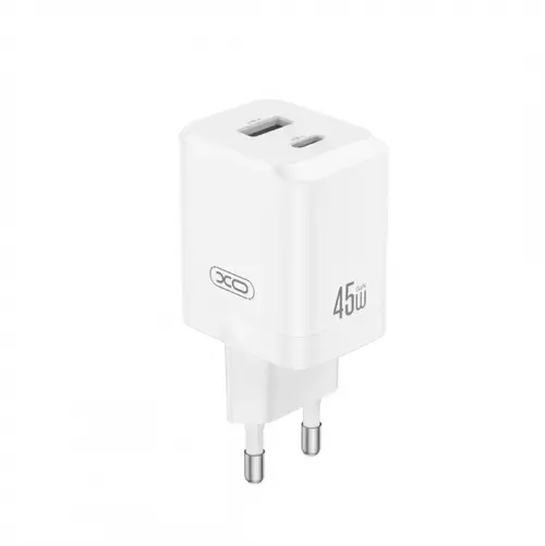 Incarcator Retea XO Design CE36, 45W, 3A, 1 x USB-A - 1 x USB-C (Alb)