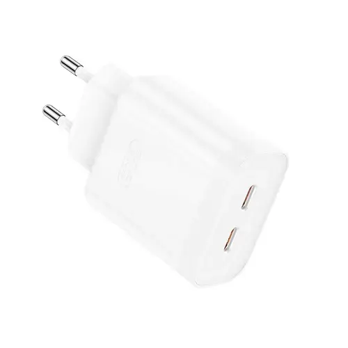 Incarcator Retea XO Design L105, 35W, 3A, 2 x USB-C, Alb