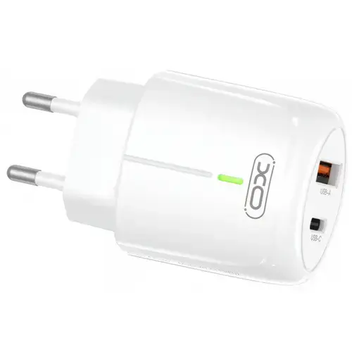 Incarcator Retea XO Design L114, 20W, 3A, 1 x USB-A - 1 x USB-C (Alb)