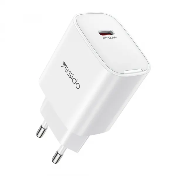 Incarcator Retea Yesido YC01E, 20W, 3A, 1 x USB-C, Alb