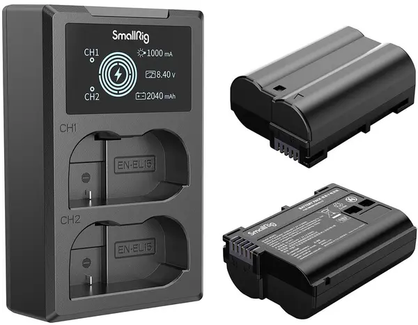 Incarcator si baterii SmallRig - EN-EL15 Kit, 2x EN-EL15, negru