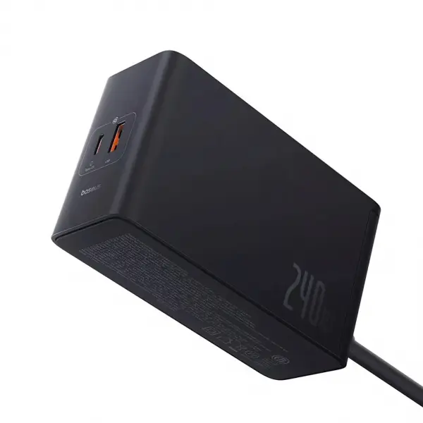 Incarcator Statie Baseus 5in1, 240W, 5A, 1 x USB-A - 3 x USB-C - 1 x DC, Negru P10163901113-00