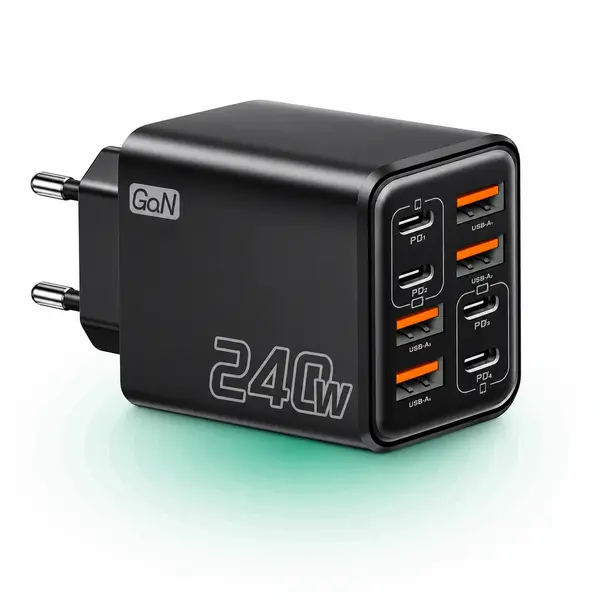 Incarcator Timebox 240W GaN, 8 Porturi USB-C + USB-A - Default Title