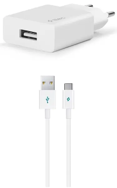 Încărcător ttec - SmartCharger, USB-A, cablu USB-C, alb
