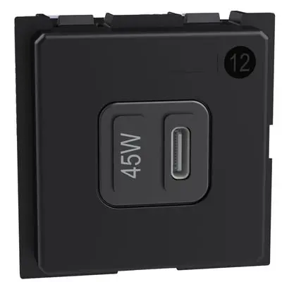 Incarcator USB 2 module tip C 45W Bticino Living Now K4294C, alb, negru, nisip