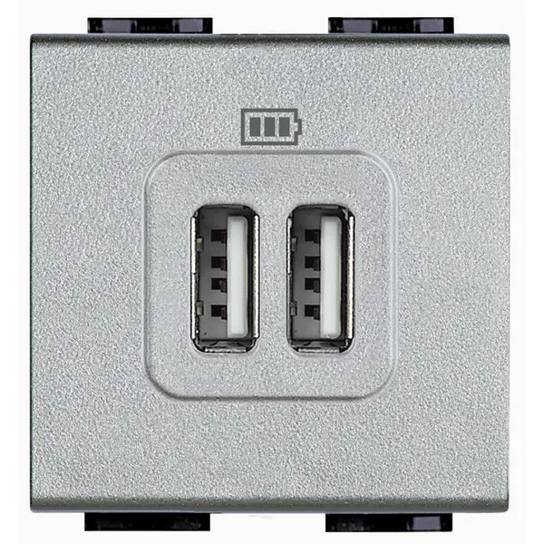 Incarcator USB 5 Vdc Bticino Living Light NT4285C2, argintiu
