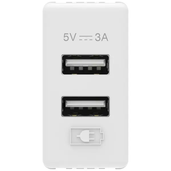 Incarcator USB tip A+A 3A 1 modul Gewiss System GW20362, alb