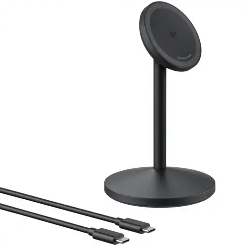 Incarcator wireless Anker MagGo Stand Qi2 360 15W, pentru iPhone 16/15/14/13/12 (Negru)
