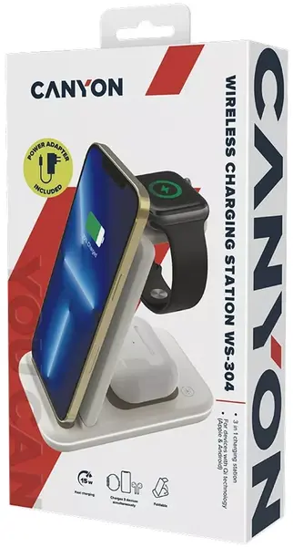 Încărcător wireless Canyon - WS-304, 15W, alb