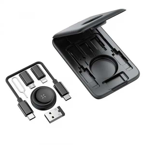 Incarcator Wireless cu Organizator McDodo CH-2440 8in1 pentru Apple Watch Series, Negru