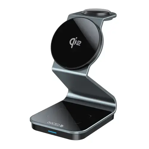 Incarcator wireless Dviced 3-in-1 DV230009, 15 W, Qi2, Cablu (Gri)