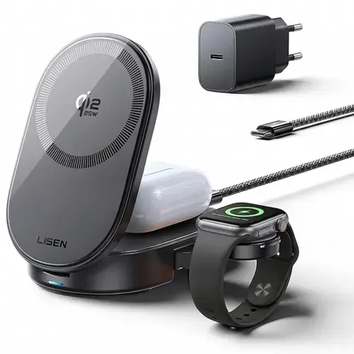 Incarcator Wireless Lisen W121 3in1, 25W, YL0325080017 (Negru)