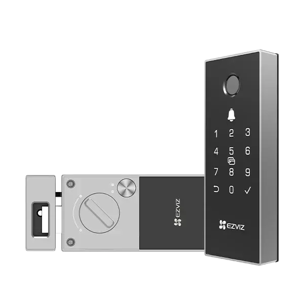Incuietoare smart usa intrare EZVIZ DL03 Pro, rim lock, Wi-Fi 2.4GHz, amprenta, cod, card, control aplicatie, alarma, IP65, CS-DL03 (WBCP)