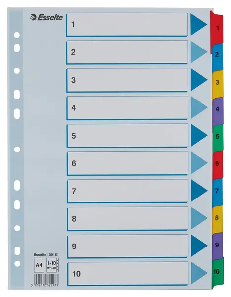 Index carton Esselte Mylar cu taste laminate A4 Index carton Esselte Mylar cu taste laminate A4 index 1-10
