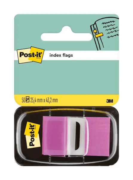 Index Clasic Post-it ® 25.4 mm x 43.2 mm 50 file in dispenser Index Post-It 3M plastic violet