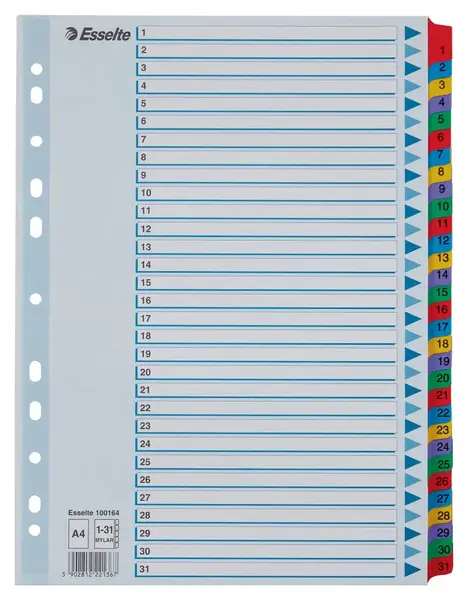 Index Esselte Mylar A4 cu taste laminate 1-31 Index Esselte Mylar A4 cu taste laminate 1-31