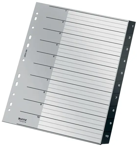 Index Leitz Recycle PP partial reciclat si reciclabil A4 1-10 negru Index Leitz Recycle PP reciclat A4 1-10 negru