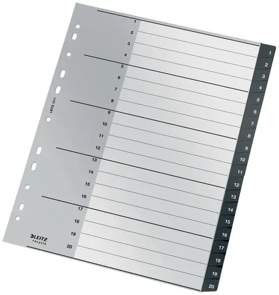 Index Leitz Recycle PP partial reciclat si reciclabil A4 1-20 negru Index Leitz Recycle PP reciclat A4 1-20 negru
