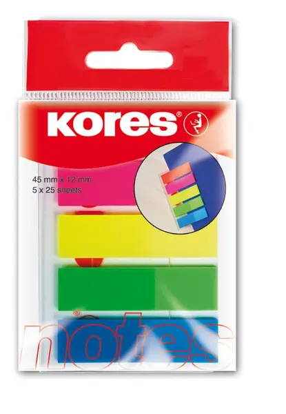 Index plastic 12 x 45 mm 5 culori x 25 file Kores Index plastic 12 x 45 mm 5 culori x 25 file Kores