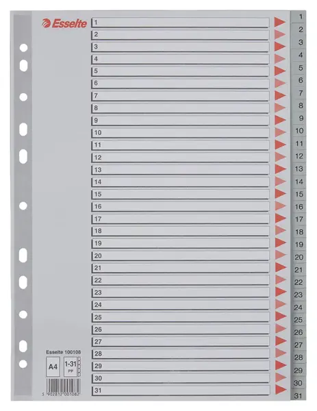 Index plastic Esselte A4 index 1-31 Index plastic Esselte A4 index 1-31