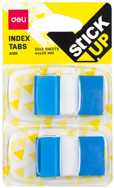 Indexuri autoadezive Deli - 25 x 44 mm, 2 x 50 foi, albastru