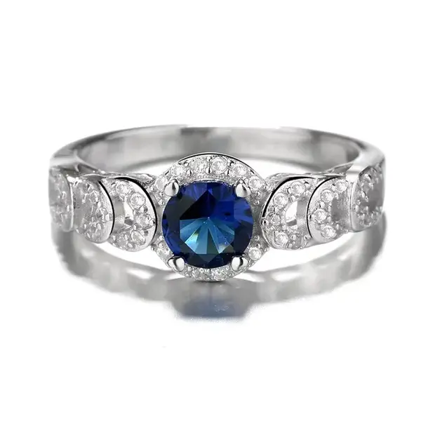 Inel argint 925, JW1845, model elegant cu zirconiu albastru, placat cu rodiu
