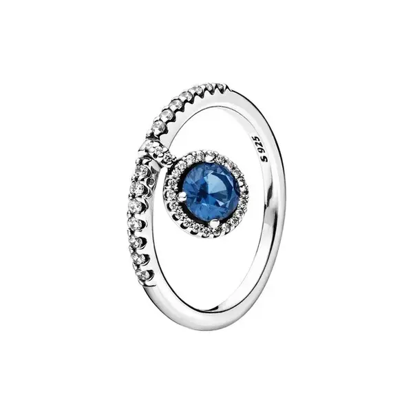 Inel argint 925, JW626, model cu zirconiu albastru, placat cu rodiu