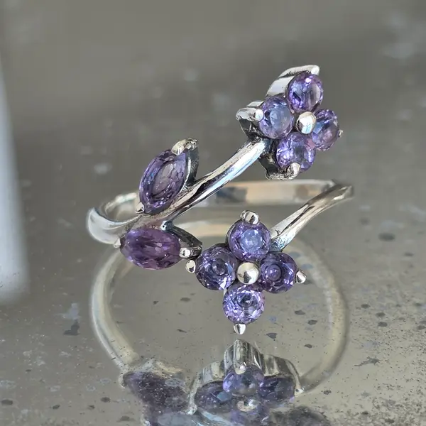 Inel argint ametist | Flower 1
