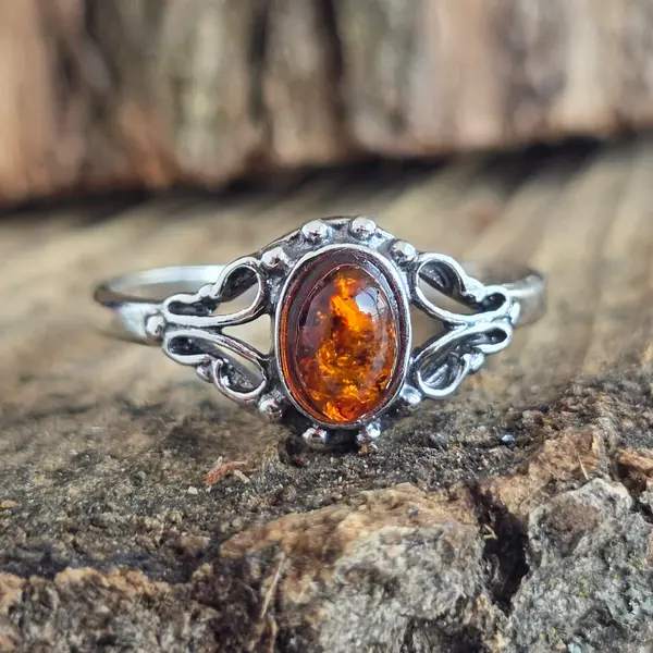 Inel argint cu chihlimbar Amber14