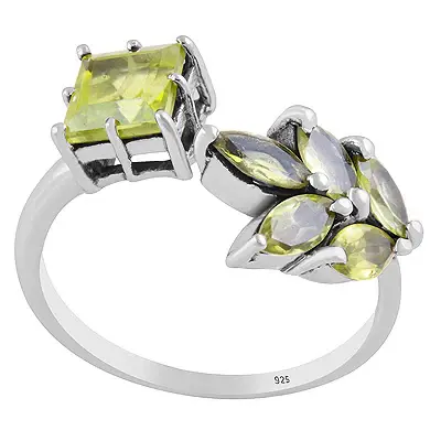 Inel argint peridot | Flower 2