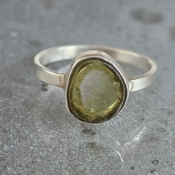 Inel argint turmalina verde | Model 1