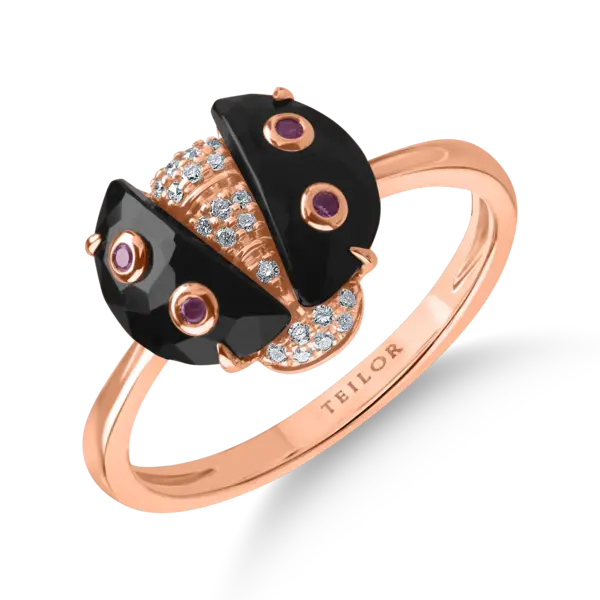 Inel buburuza din aur roz cu pietre pretioase si semipretioase de 1.83ct
